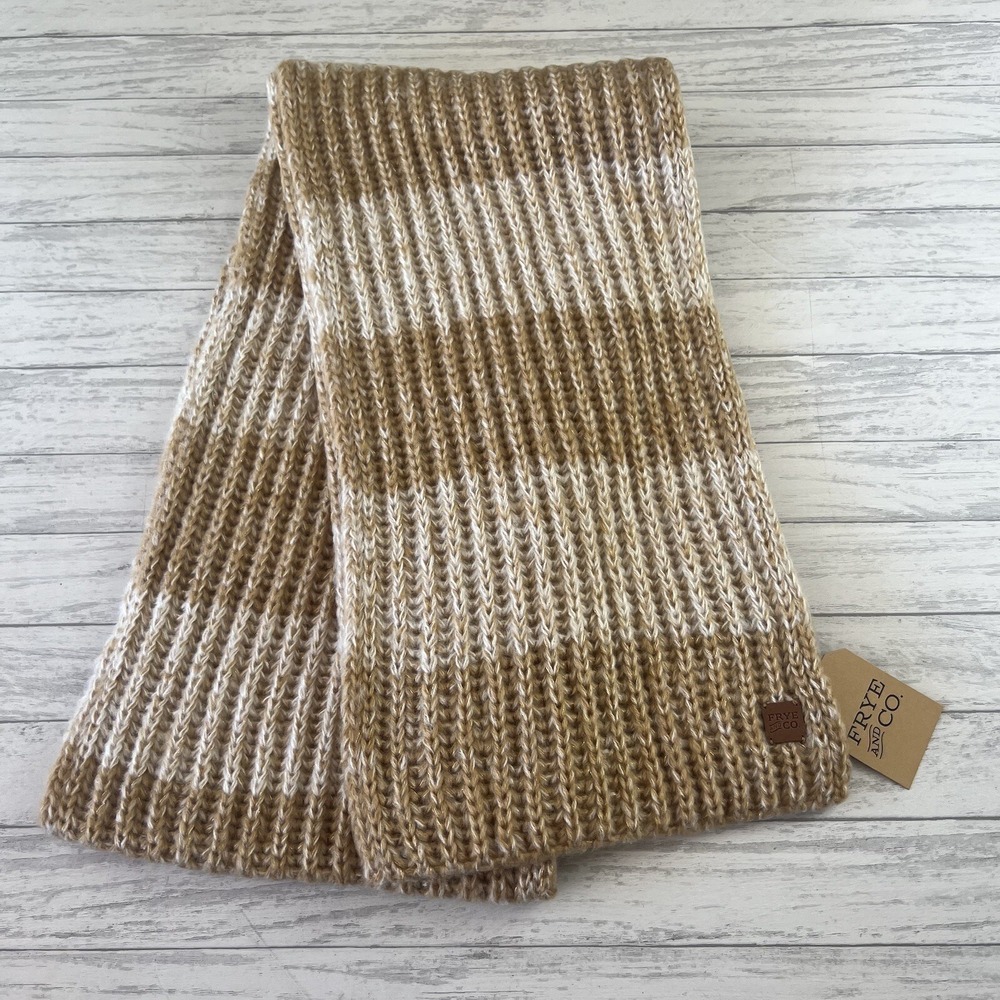 Frye and Co Womens Scarves Garter Fringe Ivory Sparkle Mouline Striped Lot Of 2‎ - Picture 3 of 13